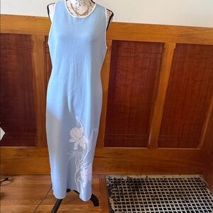 CYNTHIA ROWLEY Cashmere Blue Floral Knit Tank Dress NWOT